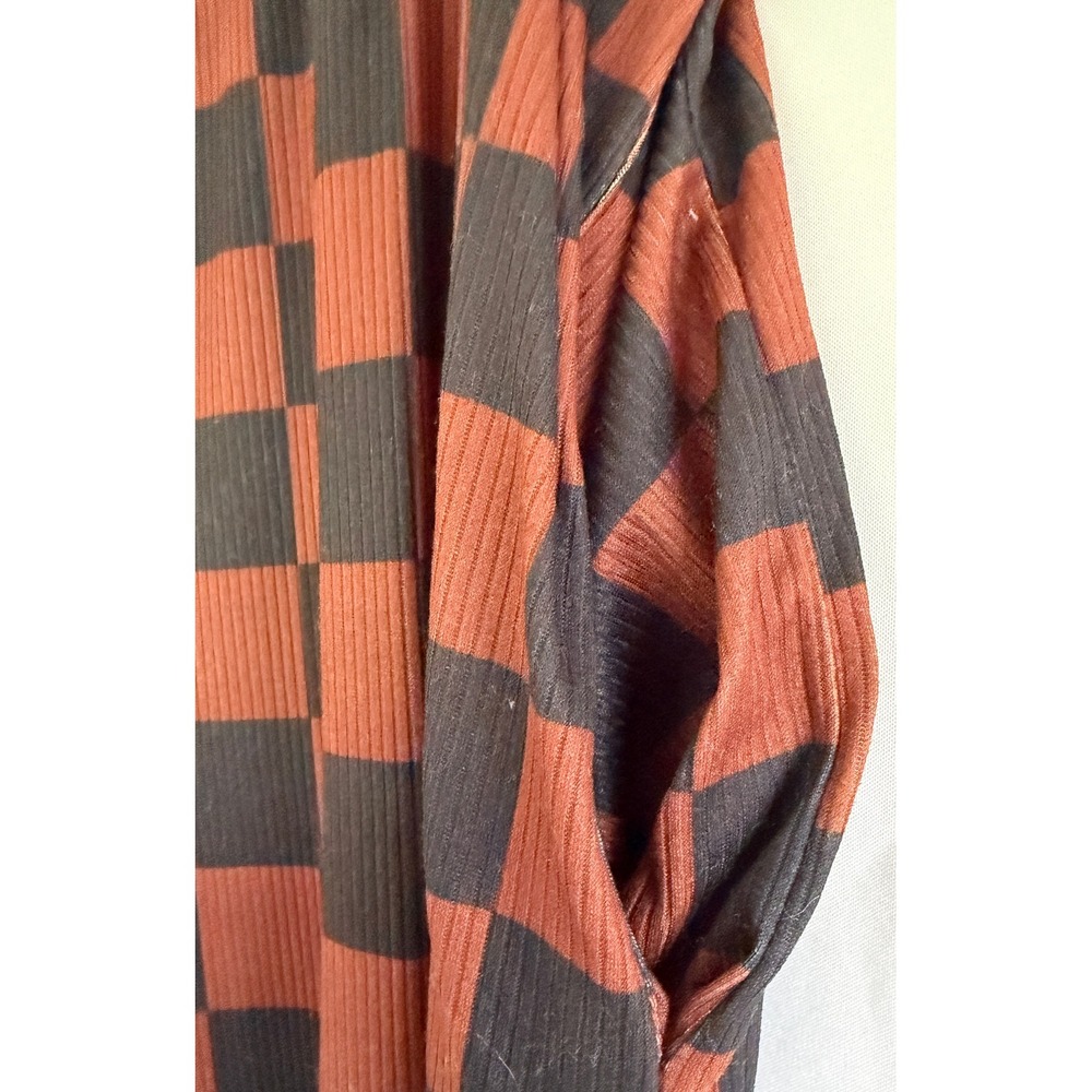 Jade by Jane Womens XL Checkerboard Ribbed Knit Top and Wide Leg Pants Set Brown - Picture 5 of 11